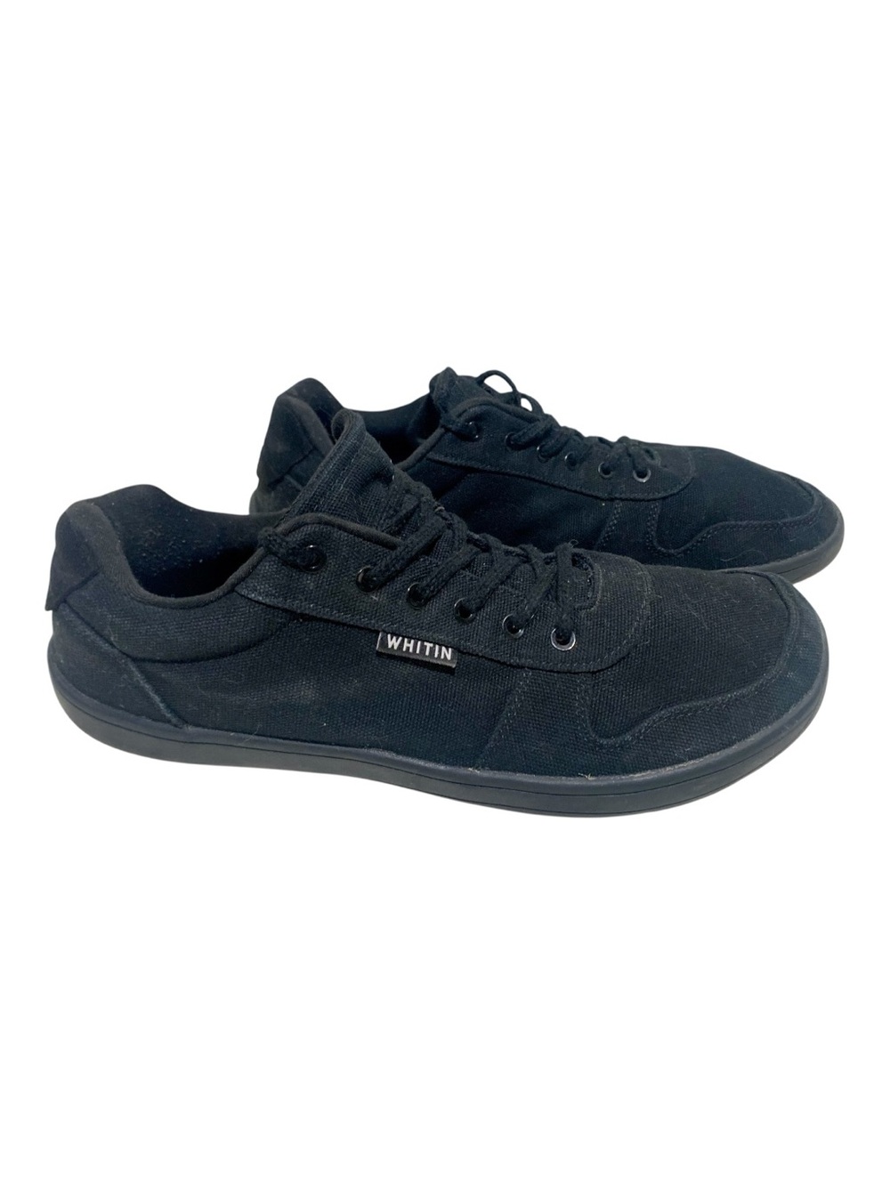 WHITIN #882 Men's Triple Black Low-Top Canvas Sneakers Size 10.5